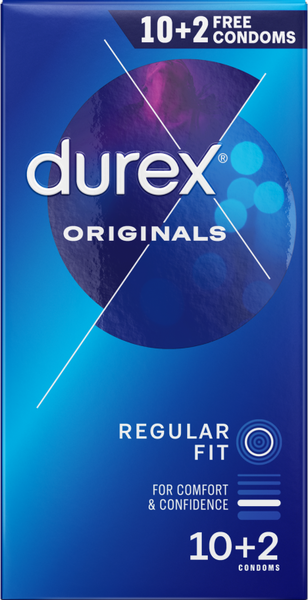 Durex Originals Latex Condoms 56mm - Pack of 10 plus 2 FREE