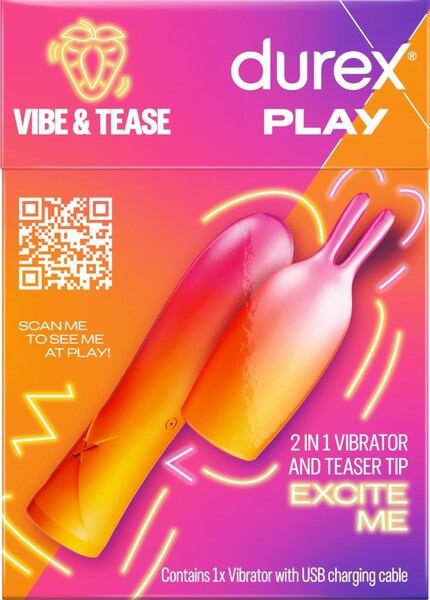 Durex Play Vibe & Tease EXCITE ME Rabbit Teaser Tip 7 Vibration Modes Rechargeable