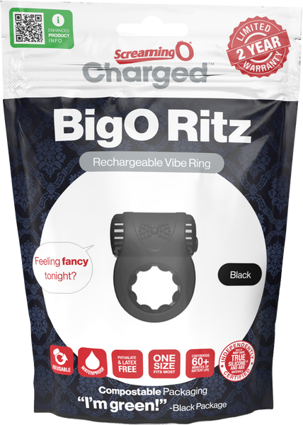 Screaming O BigO Ritz vibrating Ring 3-Speeds Plus Pulsation Rechargeable