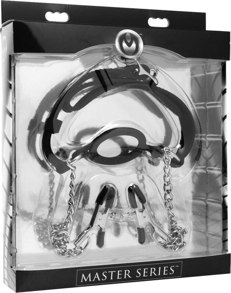 Xr Brands Mutiny Silicone O-Ring Gag With Nipple Clamps