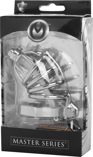 Xr Brands Stainless Steel Chastity Cage With Silicone Urethral Plug