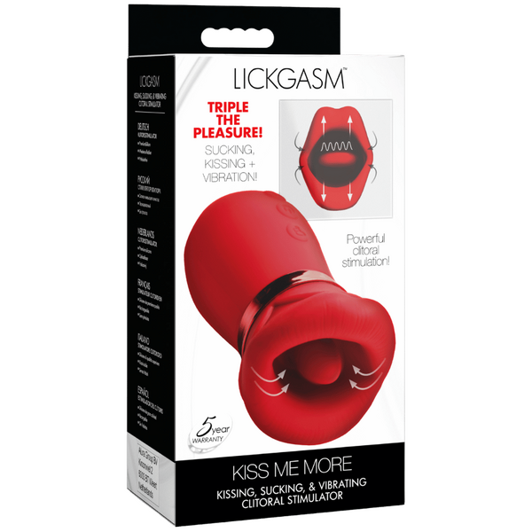 Xr Brands Kiss Me More Kissing Sucking Vibrating Clitoral Stimulator Rechargeable