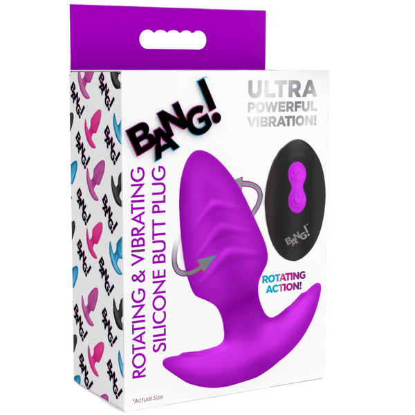 Xr Brands Rotating & Vibrating Silicone Butt Plug 3 Speed 7 Pattern w/ Remote Rechargeable