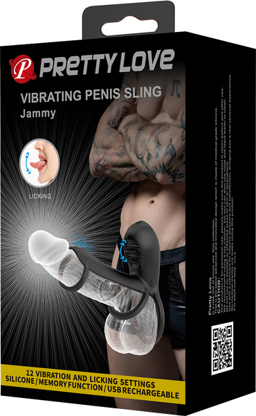 Pretty Love Vibrating Penis Sling Jammy USB Rechargeable