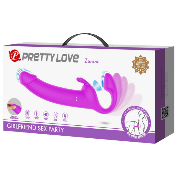 Pretty Love Zanini Vibrating Strapless Strap-On 10 Vibrating 10 Thumping Modes Rechargeable