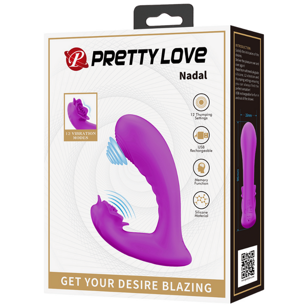 Pretty Love Nadal G-Spot Vibe Dual Motors 12 Powerful Thumping Modes USB Rechargeable