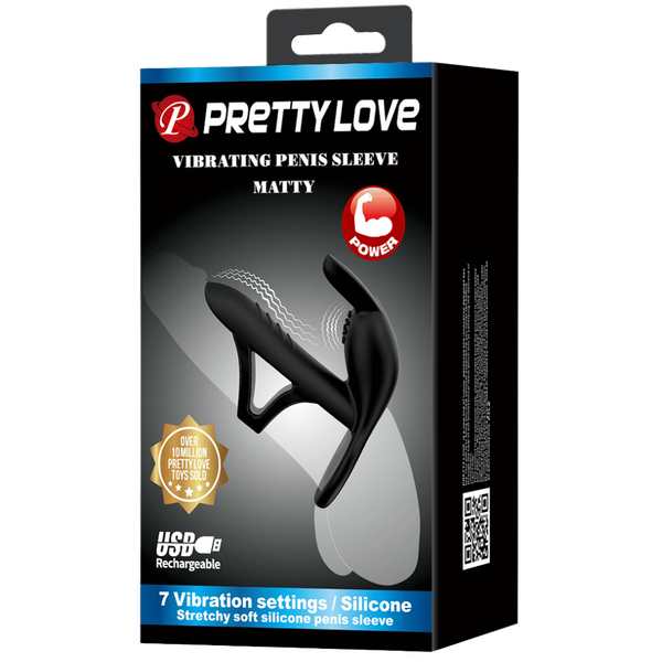 Pretty Love Matty Vibrating Penis Sleeve Clitoral Stimulator Rechargeable
