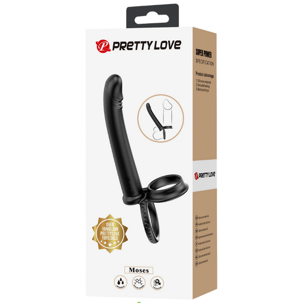 Pretty Love Moses Anal Probe Cock & Ball Ring Dildo Silicone Waterproof