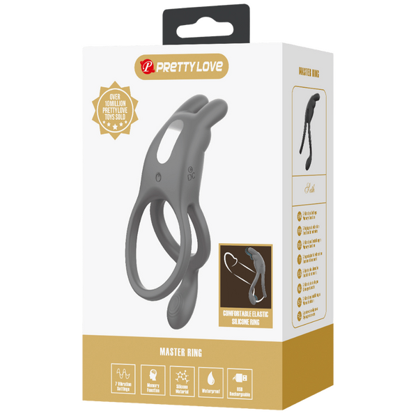 Pretty Love Seth Powerful Master Rabbit Cock Ring 7 Vibration Settings USB Rechargeable