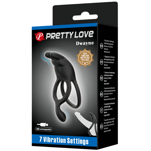 Pretty Love Dwayne Cockring Powerful Vibrating Silicone Rechargeable