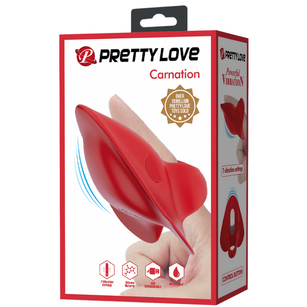 Pretty Love Carnation Finger Vibe 7 Functions of Vibration Silicone ABS USB Rechargeable