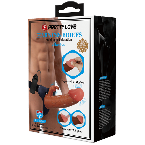 Pretty Love Universal Strap-On Harness - Vibrating Marion with 7.4" Dildo