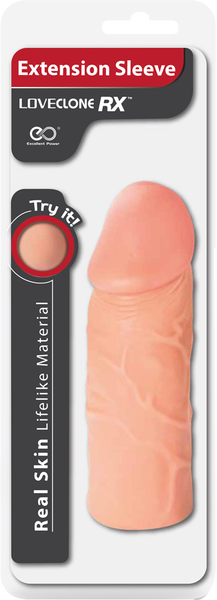 Excellent Power Love Clone RX Extension Sleeve 6" Real Skin Lifelike Material