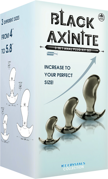 Black Axinite Ice Crystals Collection 3-In-1 Anal Plug Kit Set High Transparent TPE Material