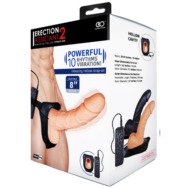 Excellent Power Erection Assistant 2 - 8" Vibrating Hollow Strap-on