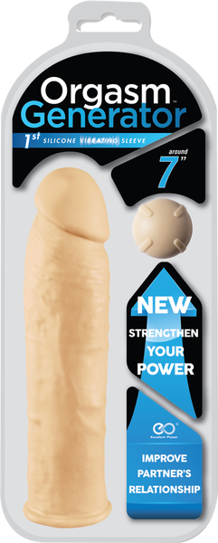 Excellent Power Orgasm Generator Sleeve 7" Flesh and Black