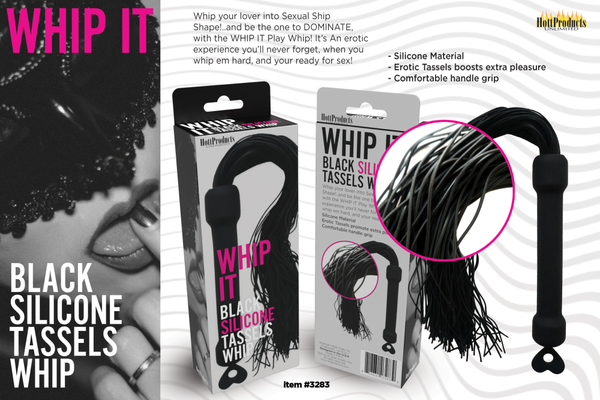 Hott Products Unlimited Whip It! Black Tassel Silicone Tassels Whip