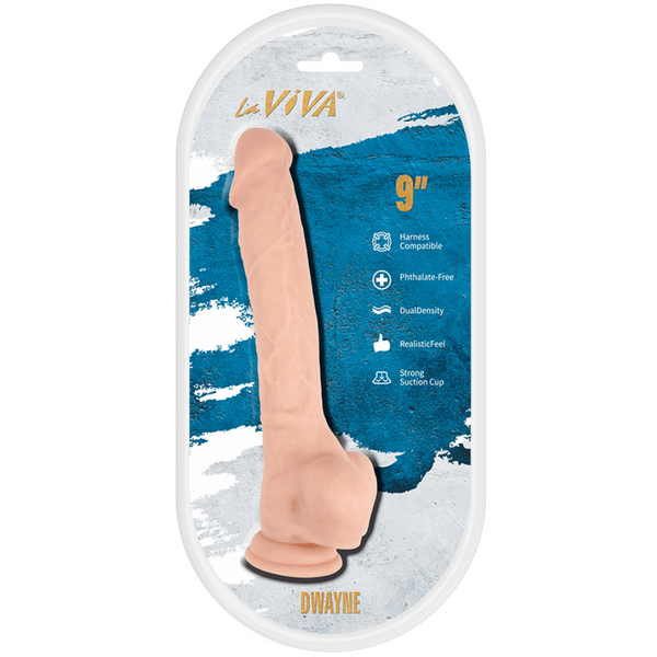 LaViva Dwayne 9" Harness Compatible Dual Density Realistic Feel Strong Suction Cup
