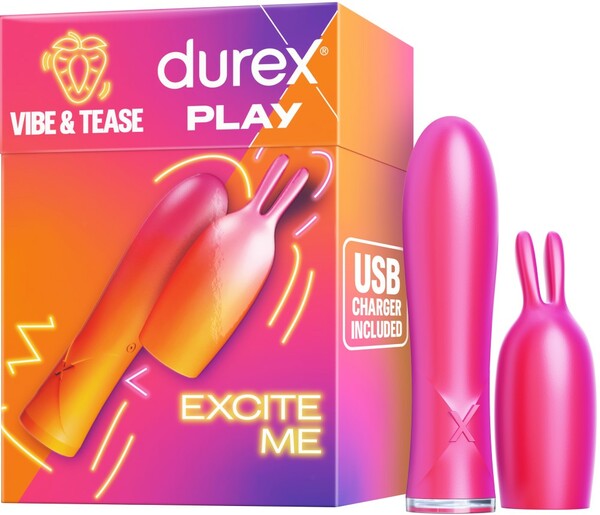 Durex Play Vibe & Tease EXCITE ME Rabbit Teaser Tip 7 Vibration Modes Rechargeable