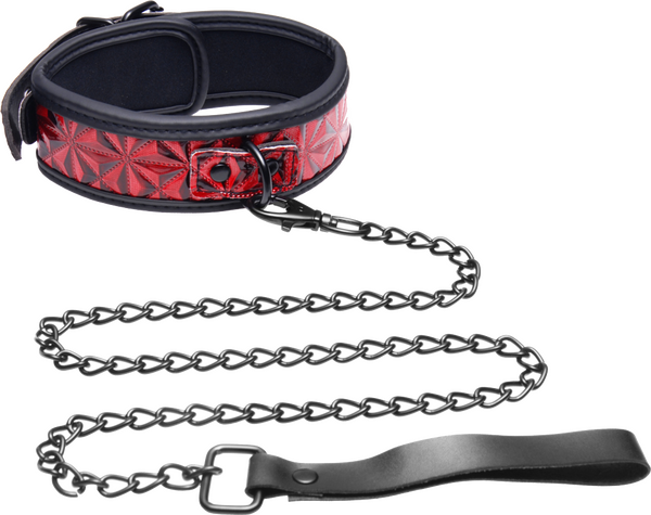 Xr Brands Crimson Tied Collar 15" to 19" With Leash 32" in length