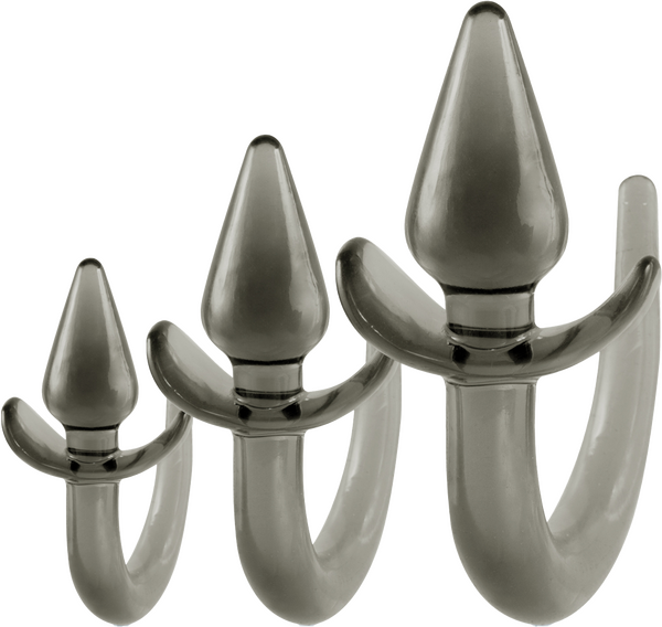 Black Axinite Ice Crystals Collection 3-In-1 Anal Plug Kit with Tail High Transparent TPE Material