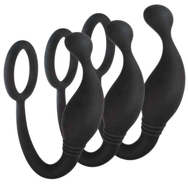 Excellent Power Prostate Plug with Love Ring 3 in 1 Set Hygenic Silicone