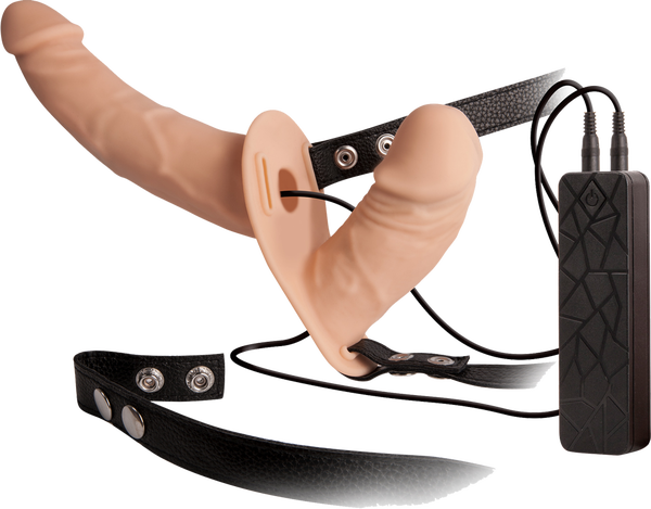 Excellent Power Double Thruster Silicon Vibrating Double-Ended Strap-on Dildo with Harness