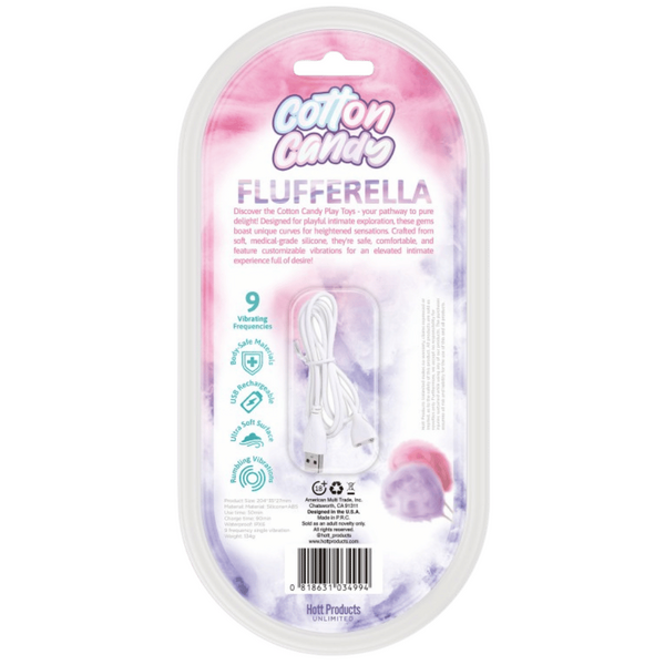 Hott Products Unlimited Flufferella - Cotton Candy Vibrating Dong 9 Modes Rechargeable