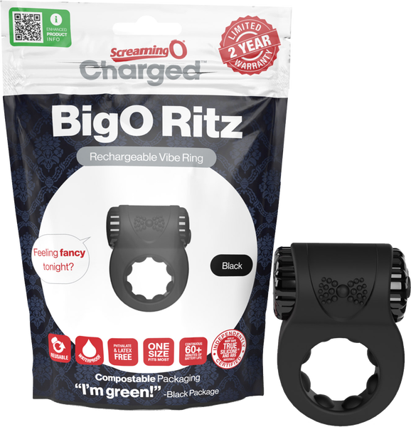 Screaming O BigO Ritz vibrating Ring 3-Speeds Plus Pulsation Rechargeable