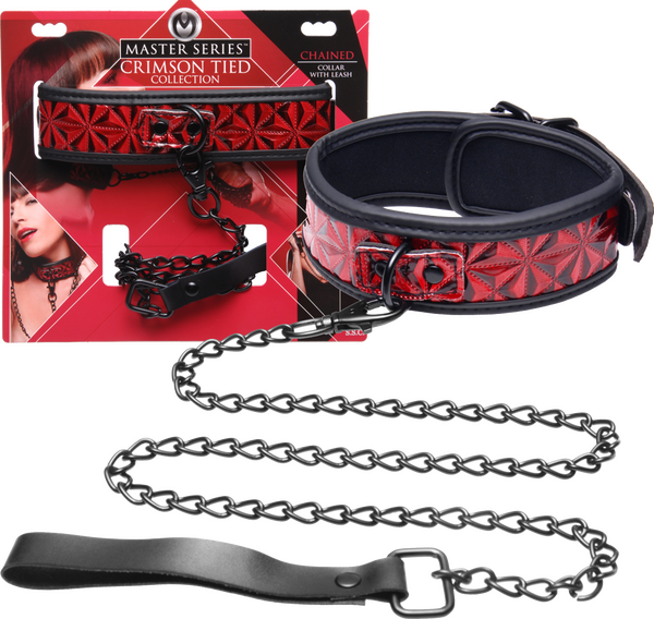 Xr Brands Crimson Tied Collar 15" to 19" With Leash 32" in length