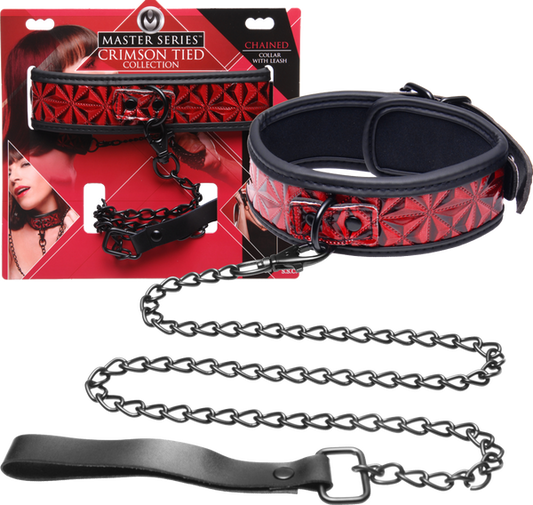 Xr Brands Crimson Tied Collar 15" to 19" With Leash 32" in length