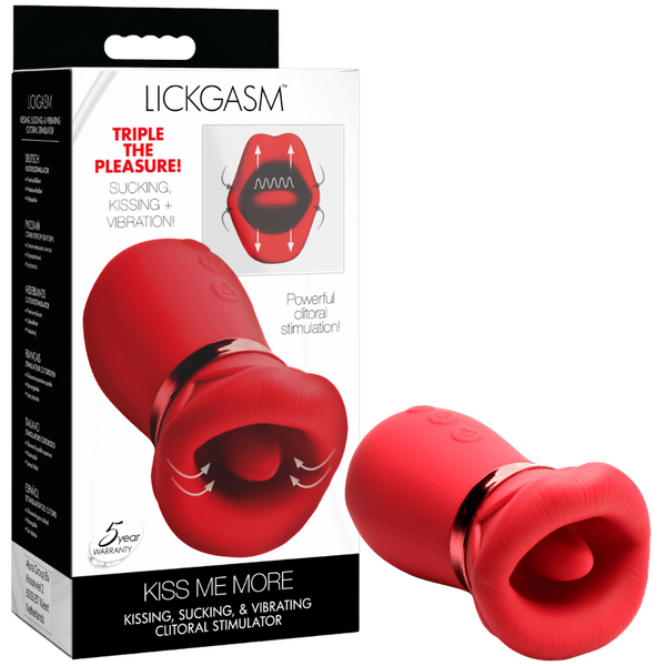 Xr Brands Kiss Me More Kissing Sucking Vibrating Clitoral Stimulator Rechargeable