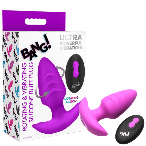 Xr Brands Rotating & Vibrating Silicone Butt Plug 3 Speed 7 Pattern w/ Remote Rechargeable