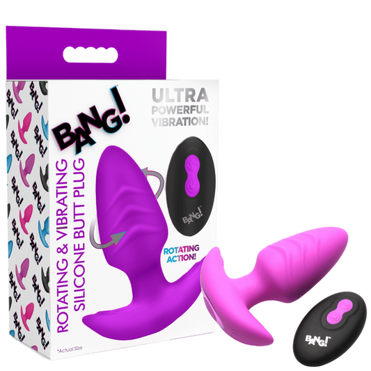 Xr Brands Rotating & Vibrating Silicone Butt Plug 3 Speed 7 Pattern w/ Remote Rechargeable