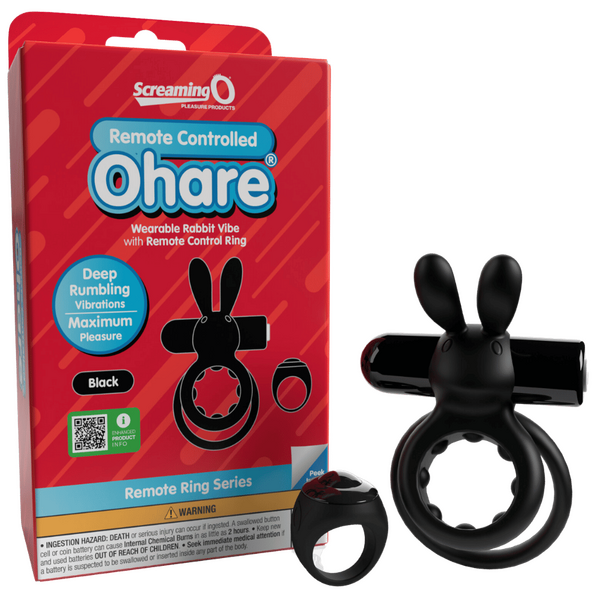 Screaming O Remote Control Ohare Rabbit Double Cock Ring 10 Function Rechargeable