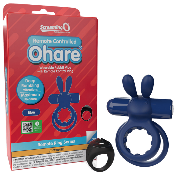 Screaming O Remote Control Ohare Rabbit Double Cock Ring 10 Function Rechargeable