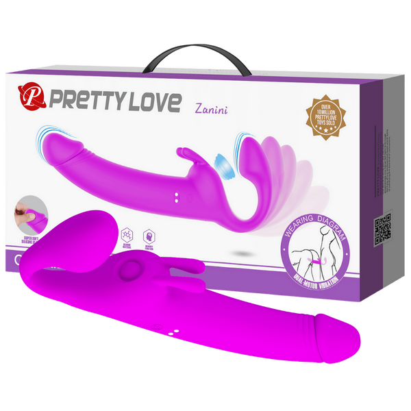 Pretty Love Zanini Vibrating Strapless Strap-On 10 Vibrating 10 Thumping Modes Rechargeable