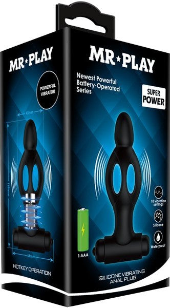 The product image shows the packaging of the Mr. Play Silicone Vibrating Anal Plug.