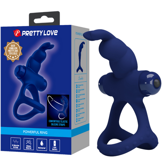 Pretty Love Luchito Powerful Bunny Ring 10 Vibration Settings Silicone Waterproof