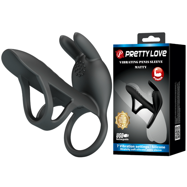 Pretty Love Matty Vibrating Penis Sleeve Clitoral Stimulator Rechargeable