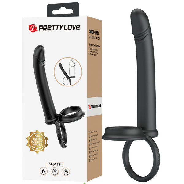Pretty Love Moses Anal Probe Cock & Ball Ring Dildo Silicone Waterproof