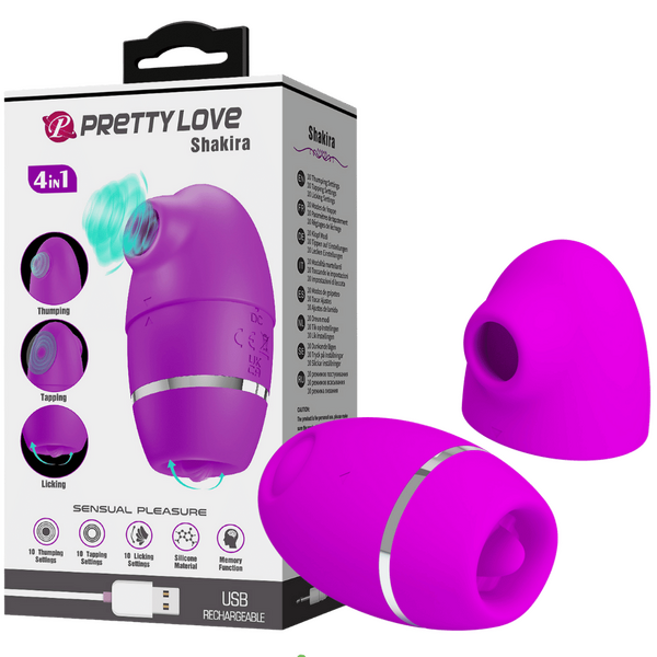 Pretty Love 4in1 Shakira 10 Thumping Tapping Licking Settings USB Rechargeable