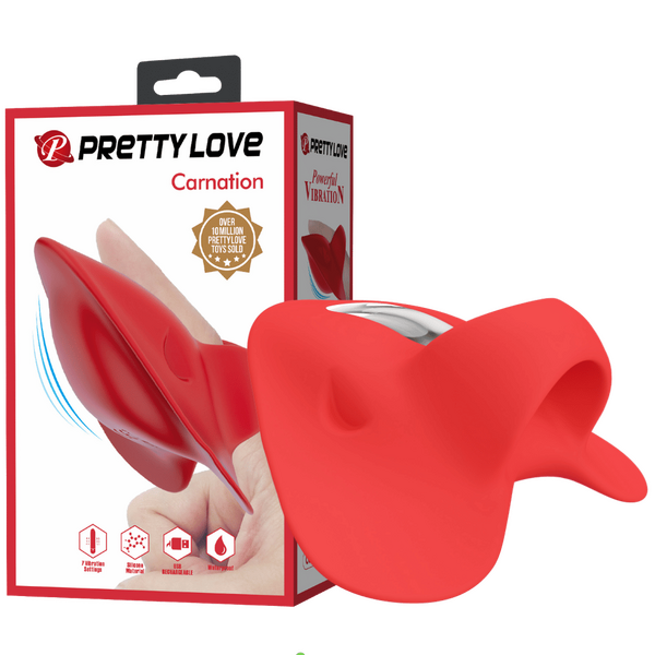 Pretty Love Carnation Finger Vibe 7 Functions of Vibration Silicone ABS USB Rechargeable