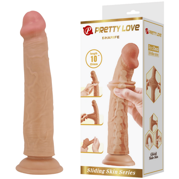 Pretty Love Sharife Realistic Super Cock Dildo Vertebrae Core with Suction Cup 10"