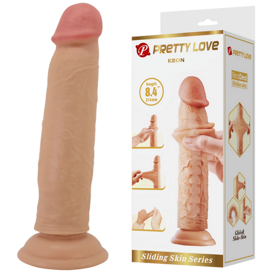 Pretty Love Keon Realistic Super Cock Dildo Vertebrae Core with Suction Cup 8.4"