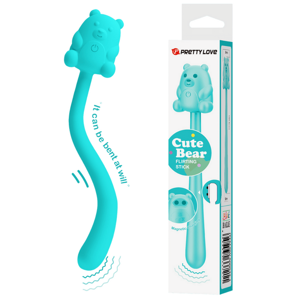 Pretty Love Cute Bear Flirting Stick Silky Silicone Magnetic Charging Rechargeable