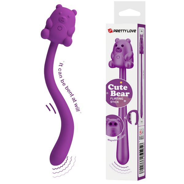 Pretty Love Cute Bear Flirting Stick Silky Silicone Magnetic Charging Rechargeable