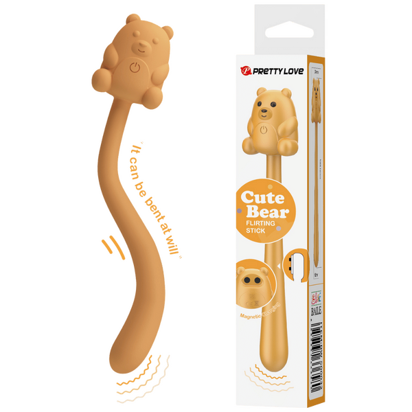 Pretty Love Cute Bear Flirting Stick Silky Silicone Magnetic Charging Rechargeable