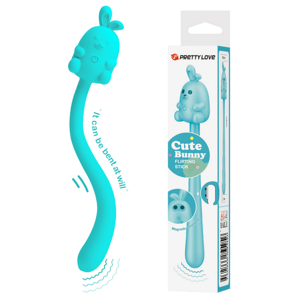 Pretty Love Cute Bunny Flirting Stick Silky Silicone Magnetic Charging Rechargeable
