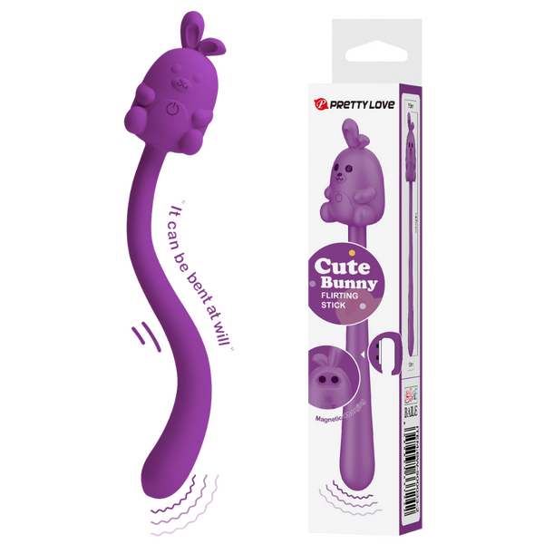 Pretty Love Cute Bunny Flirting Stick Silky Silicone Magnetic Charging Rechargeable